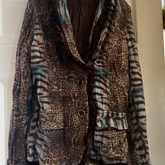 Alberto Makali Leopard print blue jacket size medium - Picture 2 of 8